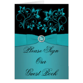 Carte turquoise et noire à la table