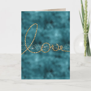 Carte Turquoise Gold Sparkle Confetti Parties scintillan