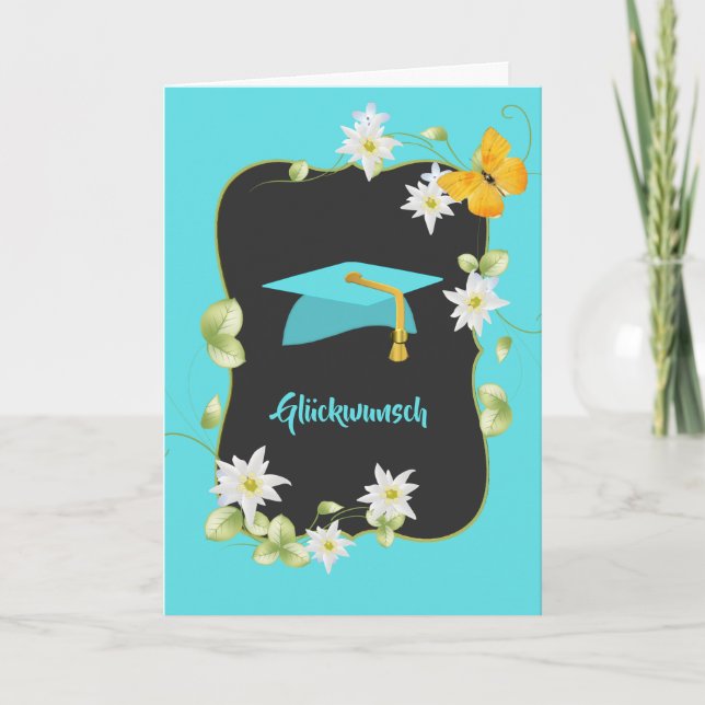 Carte Turquoise Grad Casquette et Edelweiss allemand Gra (Devant)