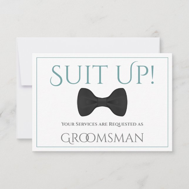 Carte Turquoise & Grey Be My Groomsman Fun Bow Cravate (Devant)