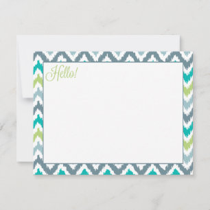 Carte Turquoise gris vert Zigzag Tribal Ikat Motif