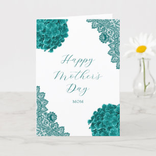 Carte Turquoise Joyeux Fête des Mères Photo Floral