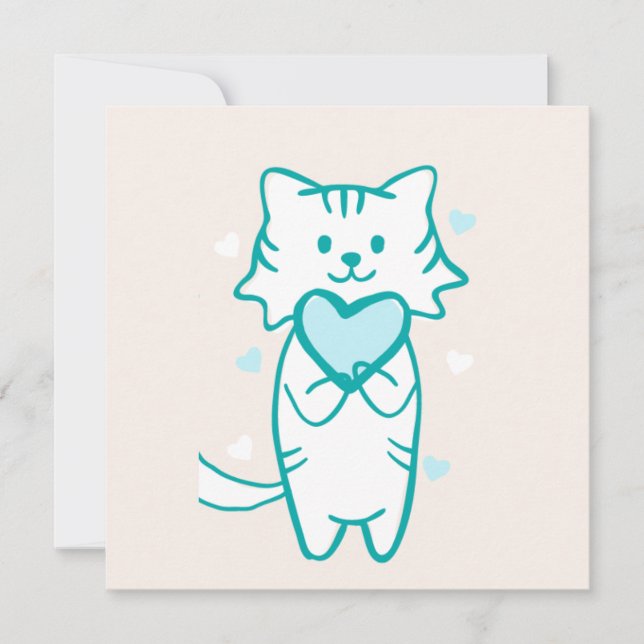 Carte Turquoise Kitty (Devant)
