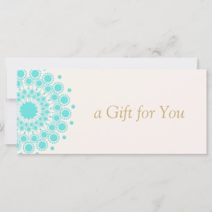 Carte Turquoise Mandala Beauty Spa Certificat cadeau