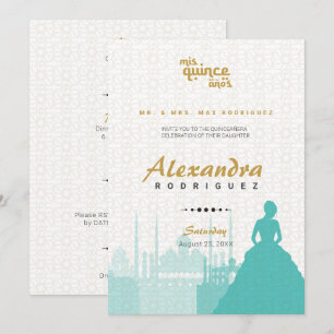 Carte Turquoise & Or Arabian Quinceañera Photo