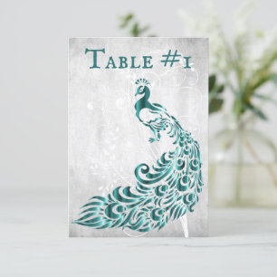 Carte turquoise Peacock Leaf Vine Table