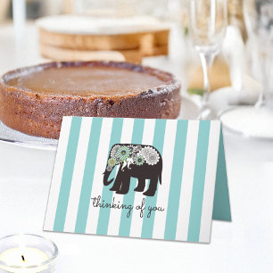 Carte Turquoise rayure éléphant à motifs cachemire Pensé