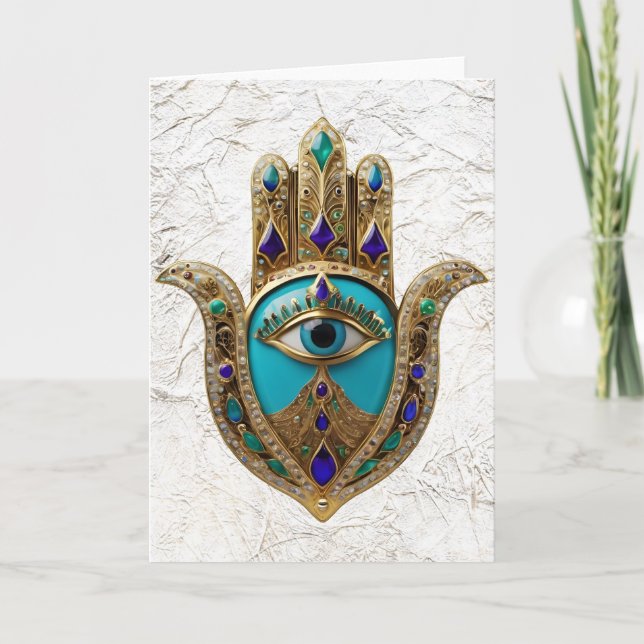 Carte Turquoise Troisième Oeil Hamsa (Devant)