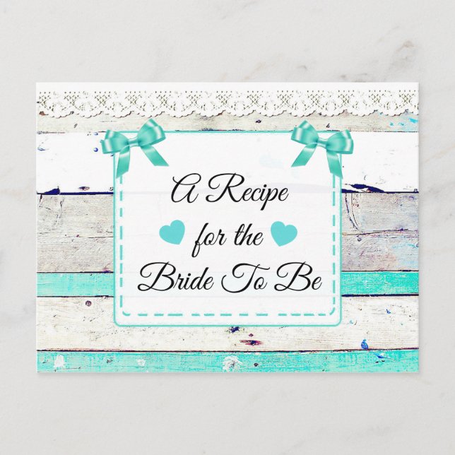 Carte turquoise Turquoise Rustic Wood Recette (Devant)