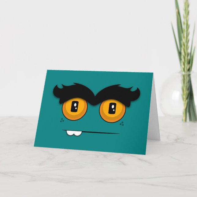 Carte Turquoise Visage Drôle Avec Un Anniversaire Unibro (Devant)