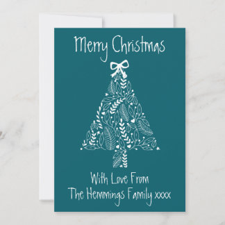 * Carte Turquoise Whimsical Doodle Christmas Tree 