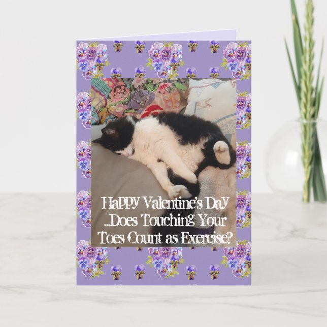 Carte Tuxedo Cat Funny Touching Toes Valentines Day (Devant)