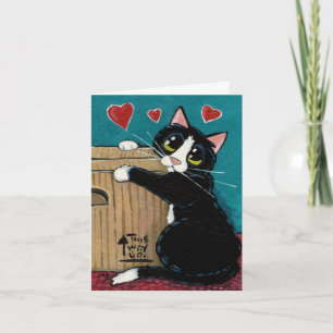 Carte Tuxedo Cat in Love with Box Note Card