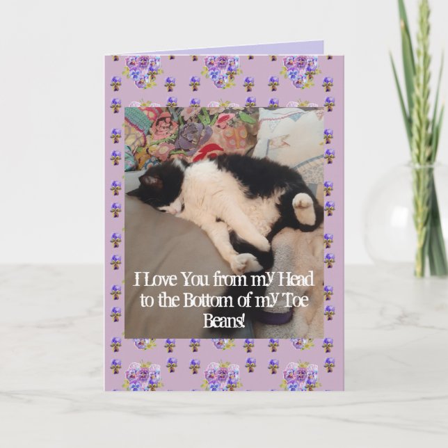 Carte Tuxedo Chat Cute I Love You Toe Beans Card (Devant)