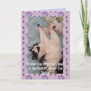 Carte Tuxedo Chat Cute I Love You Toe Beans Card