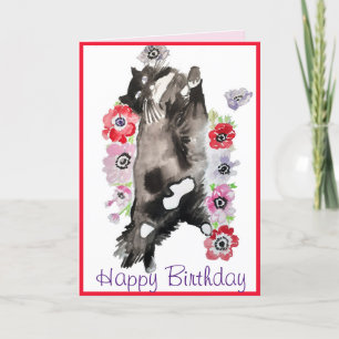 Carte Tuxedo Chat Cute Jolie Fleurs Chats Aquarelle Voit