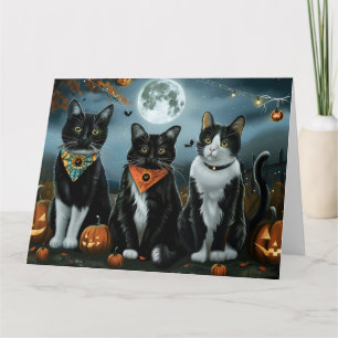 Carte Tuxedo Chat Halloween Éffrayant
