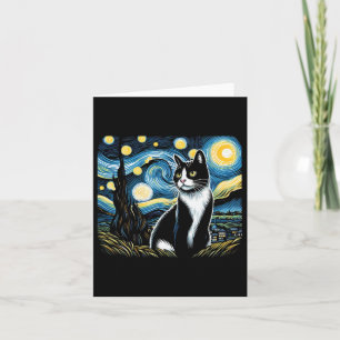 Carte Tuxedo Chat Starry Peinture de nuit Tuxedo Proprié