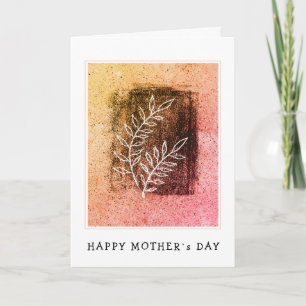 Carte Twig Orange Dessin d'art Abstrait Happy Mother's