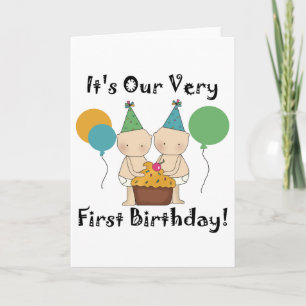 Carte Twin Baby 1st Birthday Tshirts et cadeaux