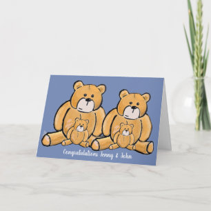 Carte Twin boy teddy bear félicitations