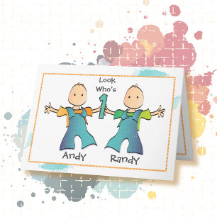 Carte Twin Boys 1er Anniversaire Carton adorable