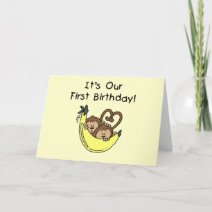 Carte Twin Boys 1st Birthday Monkey Tshirts et cadeaux