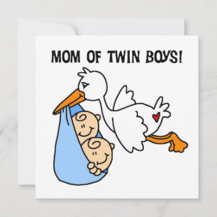 Carte Twin Boys Maman Cadeaux de cigognes