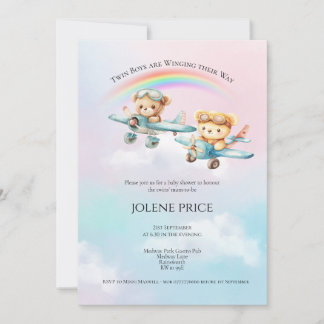 Carte Twin Boys, Winging their Way Baby Shower 