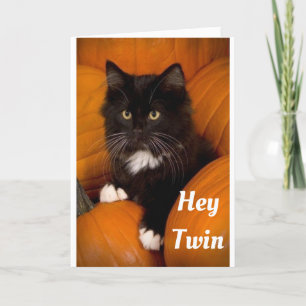 CARTE **TWIN** CUTE "CHAT NOIR" POUR VOUS "HEUREUX ANNIV