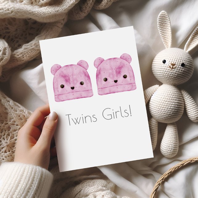 Carte Twin Girls Boho Baby Félicitations Card (Créateur téléchargé)