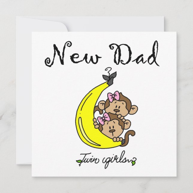 Carte Twin Girls New Papa Cadfts (Devant)