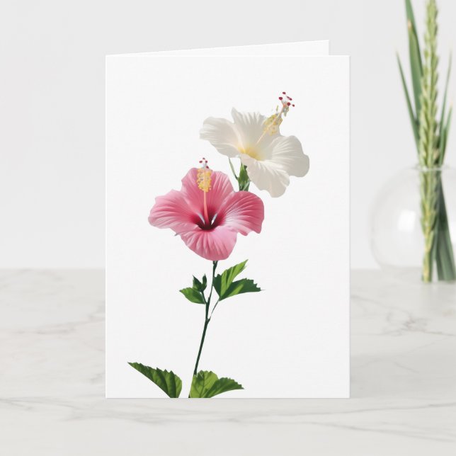 Carte Twin Hibiscus Elegance Blush & Ivory Bloom Harmony (Devant)