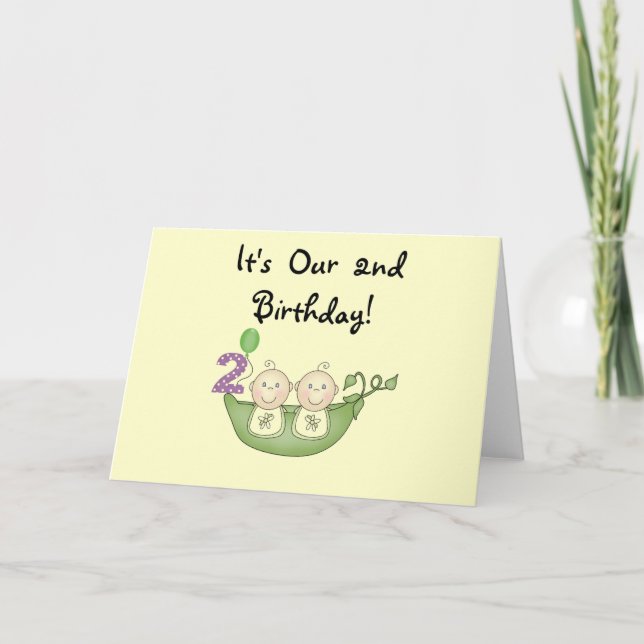 Carte Twin Peas in a Pod 2e Anniversaire T-shirts et cad (Devant)
