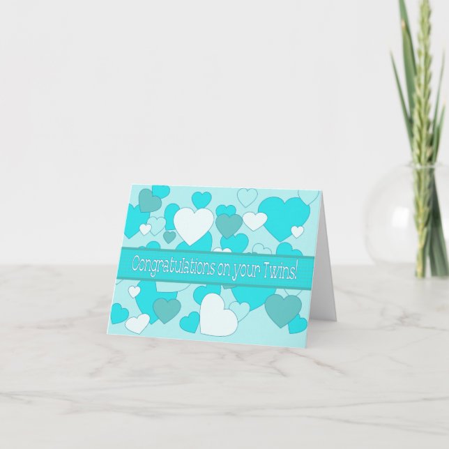 Carte Twins Baby Boy félicitations (Devant)