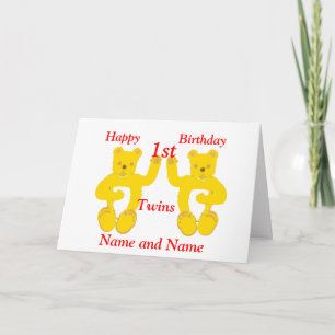 Carte Twins Birthday Card Ajouter des noms age