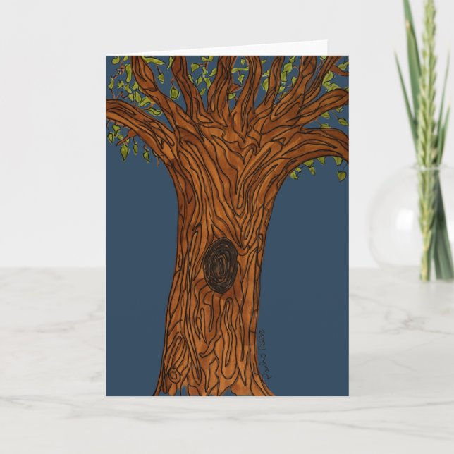 Carte Twisted Tree with Blue background- Blank (Devant)