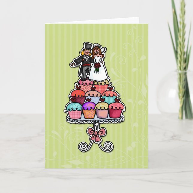 Carte Two Brides on Cupcake Stack (Devant)