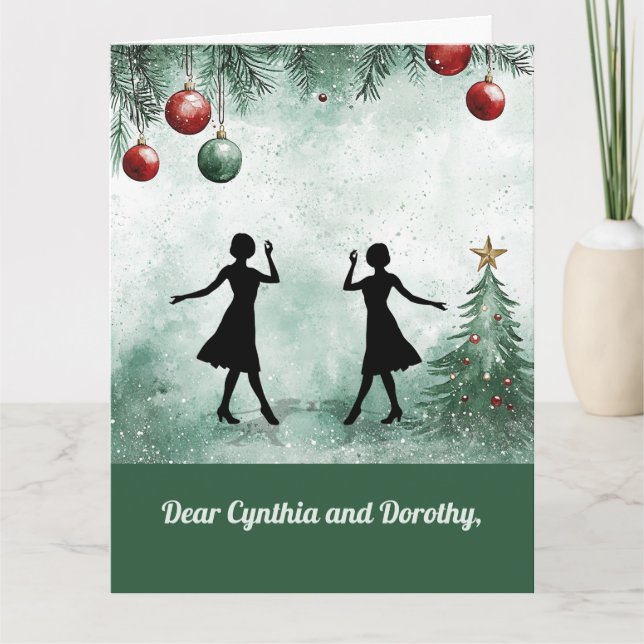 Carte Two Dance Teachers Twirling Thankful Christmas (Devant)