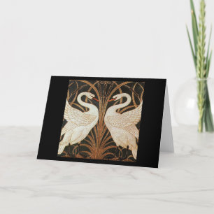 Carte Two Swans by Walter Crane vintage illustration