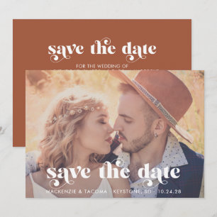 Carte Typographie Boho tendance Photo Enregistrer la dat