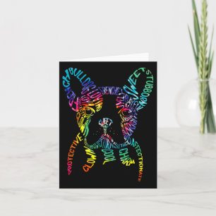 Carte Typographie Bulldog Tie Dye Art graphique Frenchie