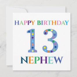Carte Typographie colorée Joyeux anniversaire 13 Nephew