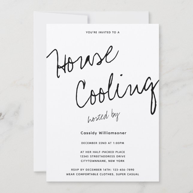 Carte Typographie décontractée Maison Cooling Party Invi (Devant)