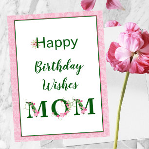 Carte Typographie florale Mère Anniversaire