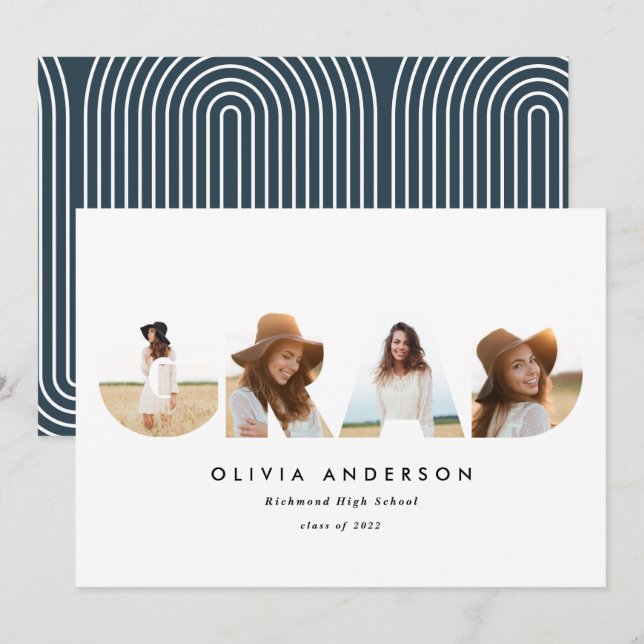 Carte Typographie géométrique moderne graduation multiph (Devant / Derrière)