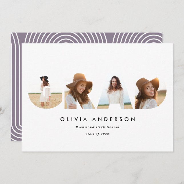 Carte Typographie géométrique moderne graduation multiph (Devant / Derrière)