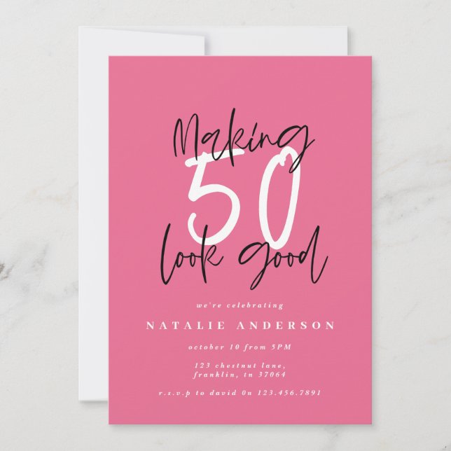 Carte Typographie moderne audacieuse fête du 50e anniver (Devant)