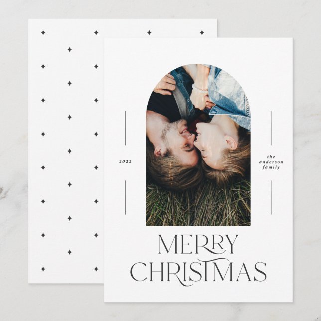 Carte Typographie moderne et élégante noir + blanc noël (Devant / Derrière)