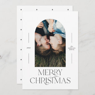 Carte Typographie moderne et élégante noir + blanc noël